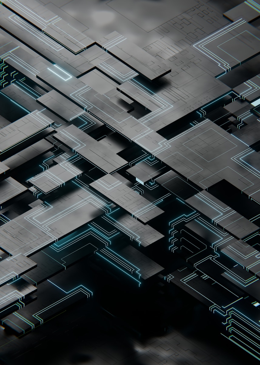 A computer generated image of a complex structure